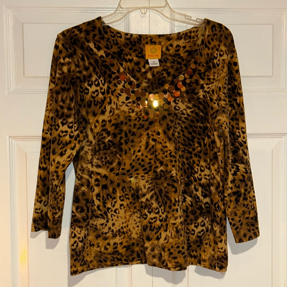 Ruby Rd. Animal Print Top - Picture 2 of 8